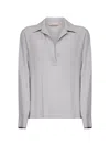 Blanca Vita Grey Silk Blend Toles Blouse In Neutral