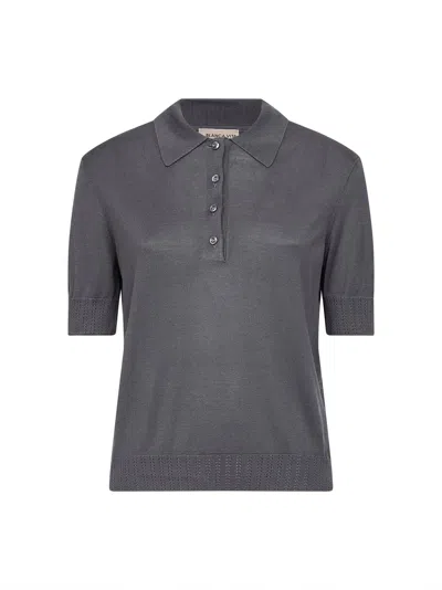 Blanca Vita Grey Silk Knit Short-sleeved Polo Shirt In Gray