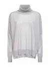 Blanca Vita Grey Virgin Wool Knit Oversized Turtleneck Sweater In Gray