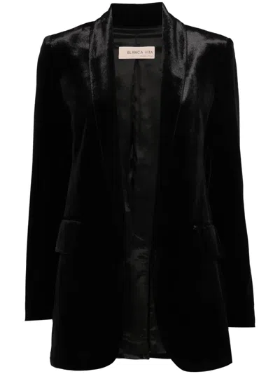 Blanca Vita Guarana Velvet Blazer In Black