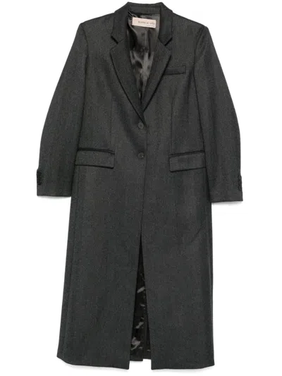 Blanca Vita Herringbone-pattern Coat In Grey