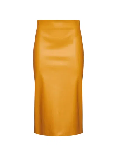 Blanca Vita High-rise Rear-slit Midi Pencil Skirt In Yellow
