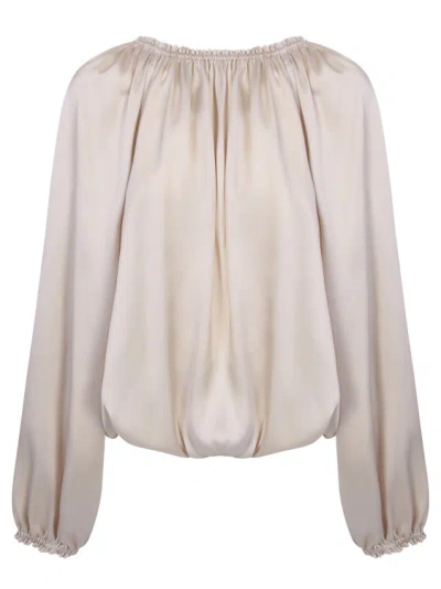 Blanca Vita Ivory Long-sleeved Blouse In Neutrals