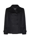 Blanca Vita Notched-lapels Brushed-effect Peacoat In Black