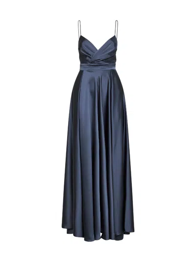 Blanca Vita Lead Grey Satin Aldi Long Dress In Blue