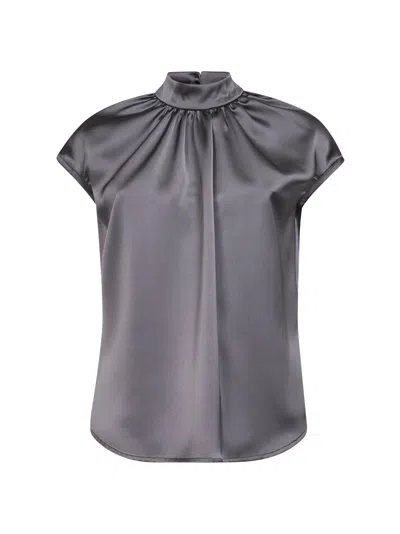 Blanca Vita Lead Satin Maria Top In Gray