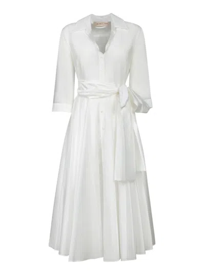 Blanca Vita Lightweight Muslin Midi Dress With Wrap-around Belt