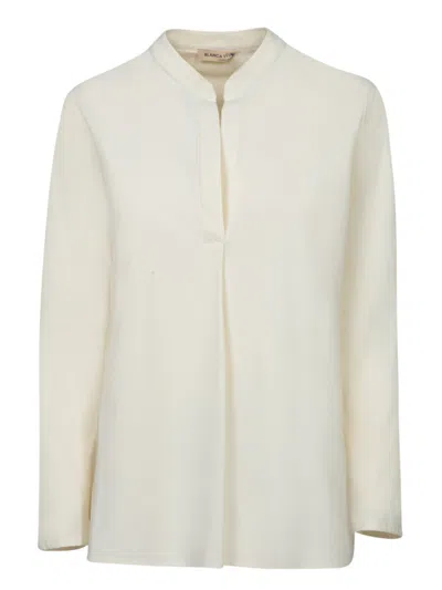 Blanca Vita Long Sleeve High Collar  Tunic In White