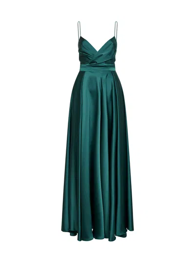 Blanca Vita Malachite Satin Aldi Long Dress In Green