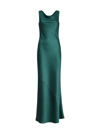 Blanca Vita Malachite Satin Anjea Long Dress In Green