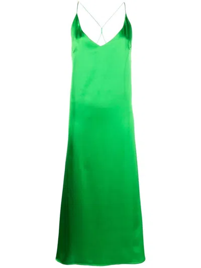 Blanca Vita Mara Satin Midi Dress In Green
