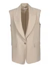 Blanca Vita Beige Viscose Blend Gelly Sleeveless Blazer In Beige