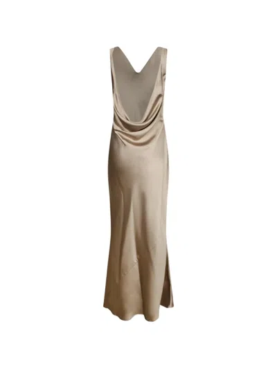 Blanca Vita Maxi Cowl-neck Draped-back Dress In Neutral