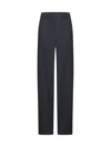 Blanca Vita Melange Grey Gabardine Pleio Palazzo Trousers In Black
