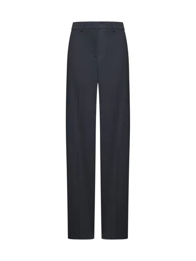 Blanca Vita Melange Grey Gabardine Pleio Palazzo Trousers In Black
