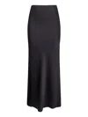 Blanca Vita Midnight Blue Satin Garra Long Flared Skirt In Black