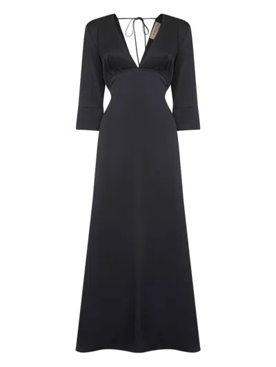 Blanca Vita Neck-tie Flared Maxi Dress