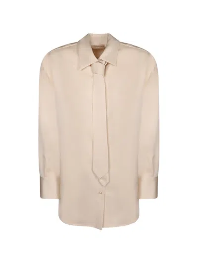 Blanca Vita Neck-tie Long-sleeve Shirt In Neutral