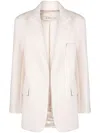 Blanca Vita Notched-lapels Textured-finish Blazer In Neutrals