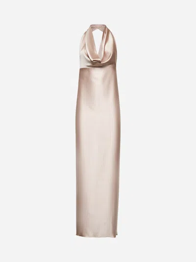 Blanca Vita Nude Satin Antea Long Dress