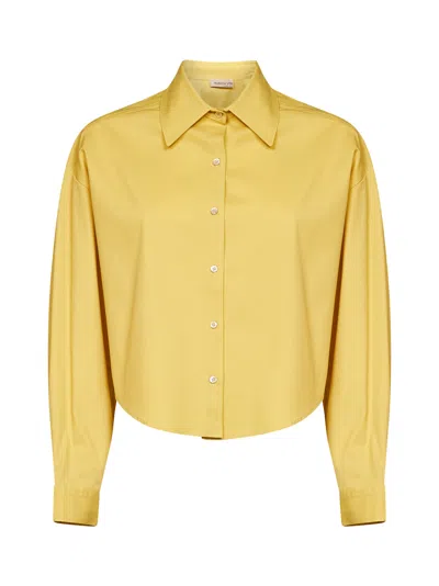 Blanca Vita Oil Yellow Stretch Poplin Celta Cropped Shirt