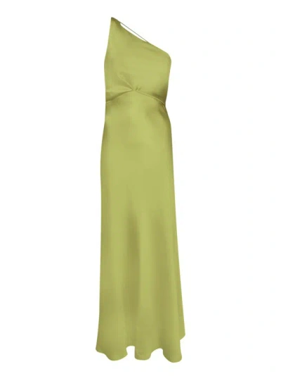 Blanca Vita One-shoulder Satin Gown In Green