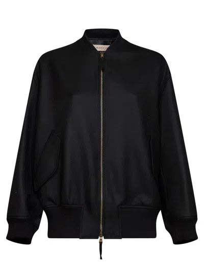 Blanca Vita Onyx Chevron Wool Bellica Bomber Jacket In Animal Print