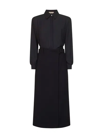 Blanca Vita Onyx Crepe Aliante Shirt Dress In Black