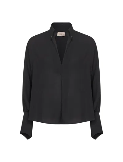 Blanca Vita Onyx Georgette Ciza Blouse In Gray