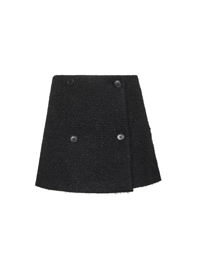 BLANCA VITA ONYX LAMÉ BOUCLÉ GUNKAN MINI SKIRT