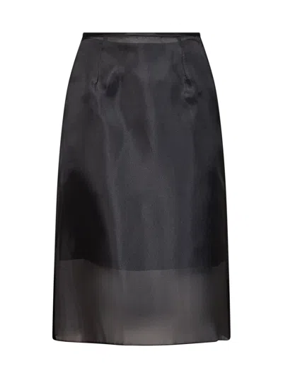 Blanca Vita Onyx Organza Geremia Midi Skirt In Black