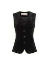 Blanca Vita Onyx Stretch Velvet Galky Vest In Black