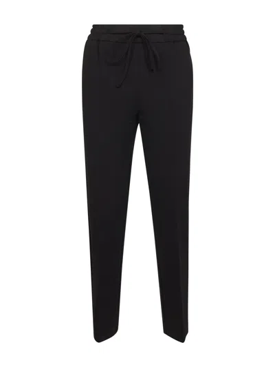 Blanca Vita Onyx Stretch Viscose Blend Priya Drawstring Trousers In Black
