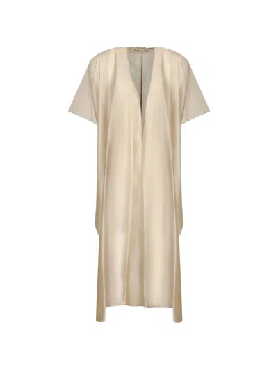Blanca Vita Open-front Short-sleeve Poncho In Neutral