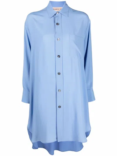 Blanca Vita Patch-pocket Shirt Dress In Blue