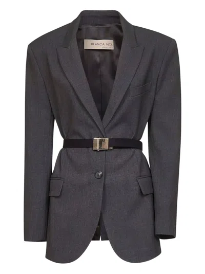 BLANCA VITA PEAK-LAPEL BELTED BLAZER
