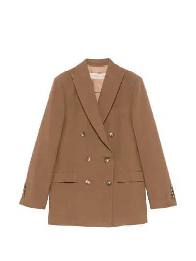Blanca Vita Peaked-lapel Double-breasted Blazer In Brown