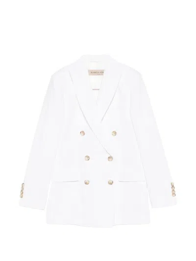 Blanca Vita Peaked-lapel Double-breasted Blazer In White
