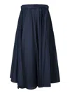 Blanca Vita Pleated Midi Skirt In Muslin With Elastic Waistband In Blue