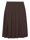 Blanca Vita Brown Stretch Canvas Gymbe Pleated Skirt In Brown