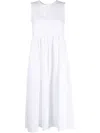 Blanca Vita Pleated Sleeveless Linen Midi Dress In Weiss