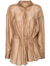 Blanca Vita Pleated Spread-collar Shirt In Neutrals