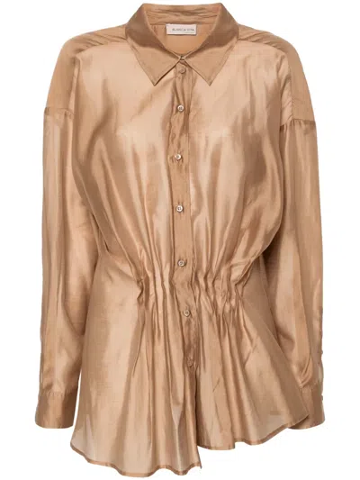 Blanca Vita Pleated Spread-collar Shirt In Neutrals