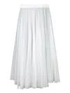 Blanca Vita Pleated White Midi Skirt In Lightweight Muslin In White