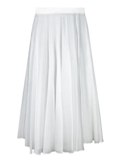 Blanca Vita Pleated White Midi Skirt In Lightweight Muslin