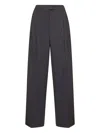 Blanca Vita Anthracite Stretch Canvas Pulsa One-pleat Trousers In Black