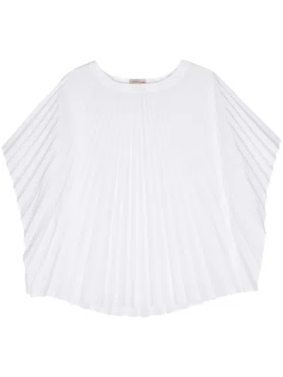 Blanca Vita Plissé Half-sleeved Blouse In White