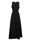 Blanca Vita Black Viscose And Linen Alongi Long Dress
