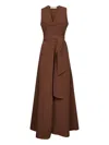 Blanca Vita Brown Viscose And Linen Alongi Long Dress
