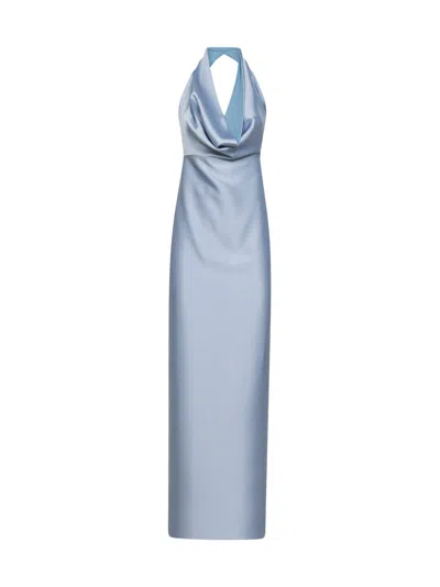 Blanca Vita Powder Blue Satin Antea Long Dress